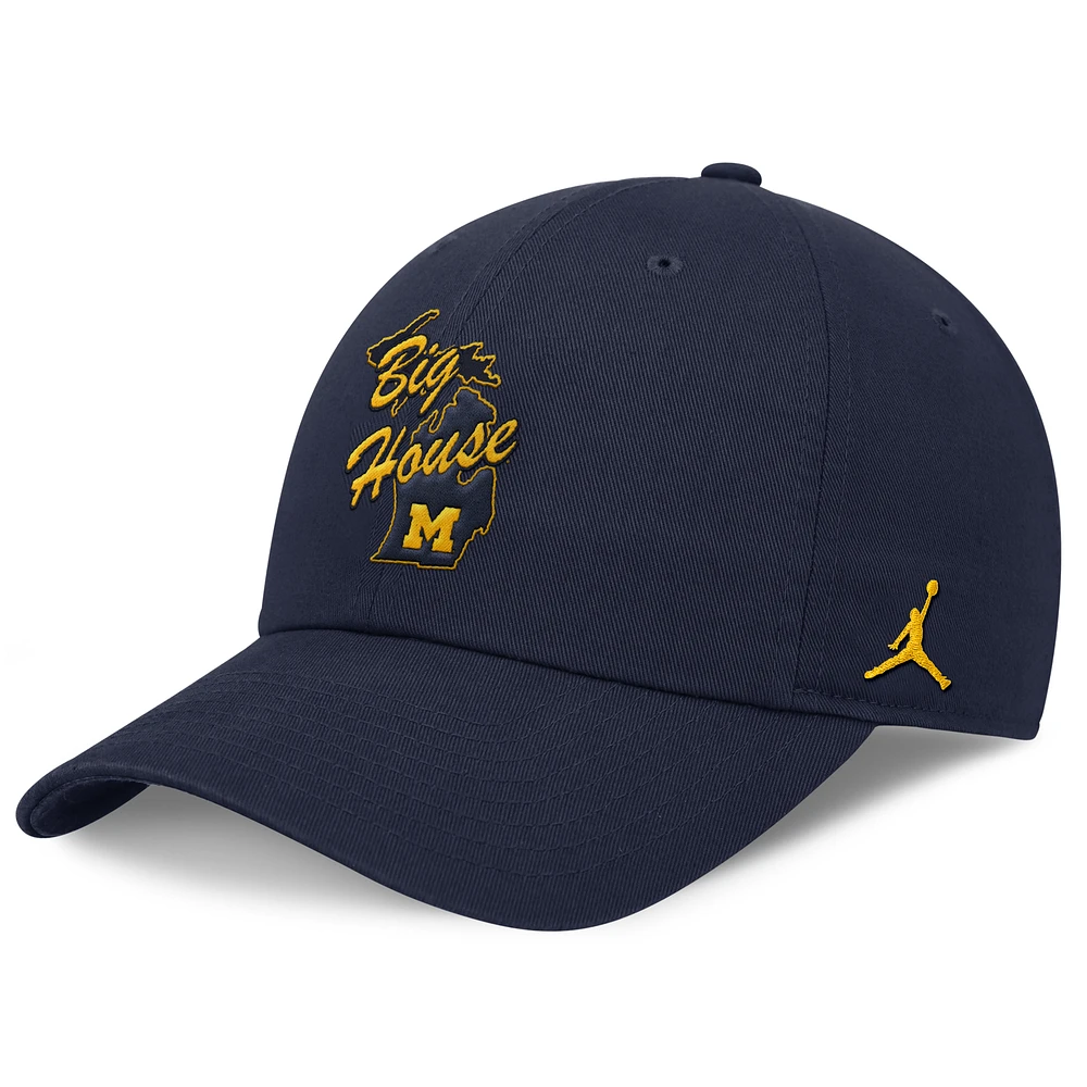 Men's Jordan Brand  Navy Michigan Wolverines Performance Club Swoosh Adjustable Hat
