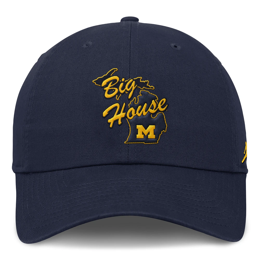 Men's Jordan Brand  Navy Michigan Wolverines Performance Club Swoosh Adjustable Hat