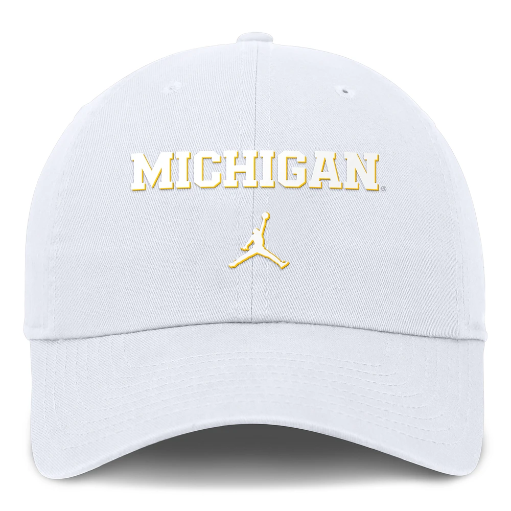 Men's Jordan Brand  White Michigan Wolverines Club Swoosh Performance Adjustable Hat