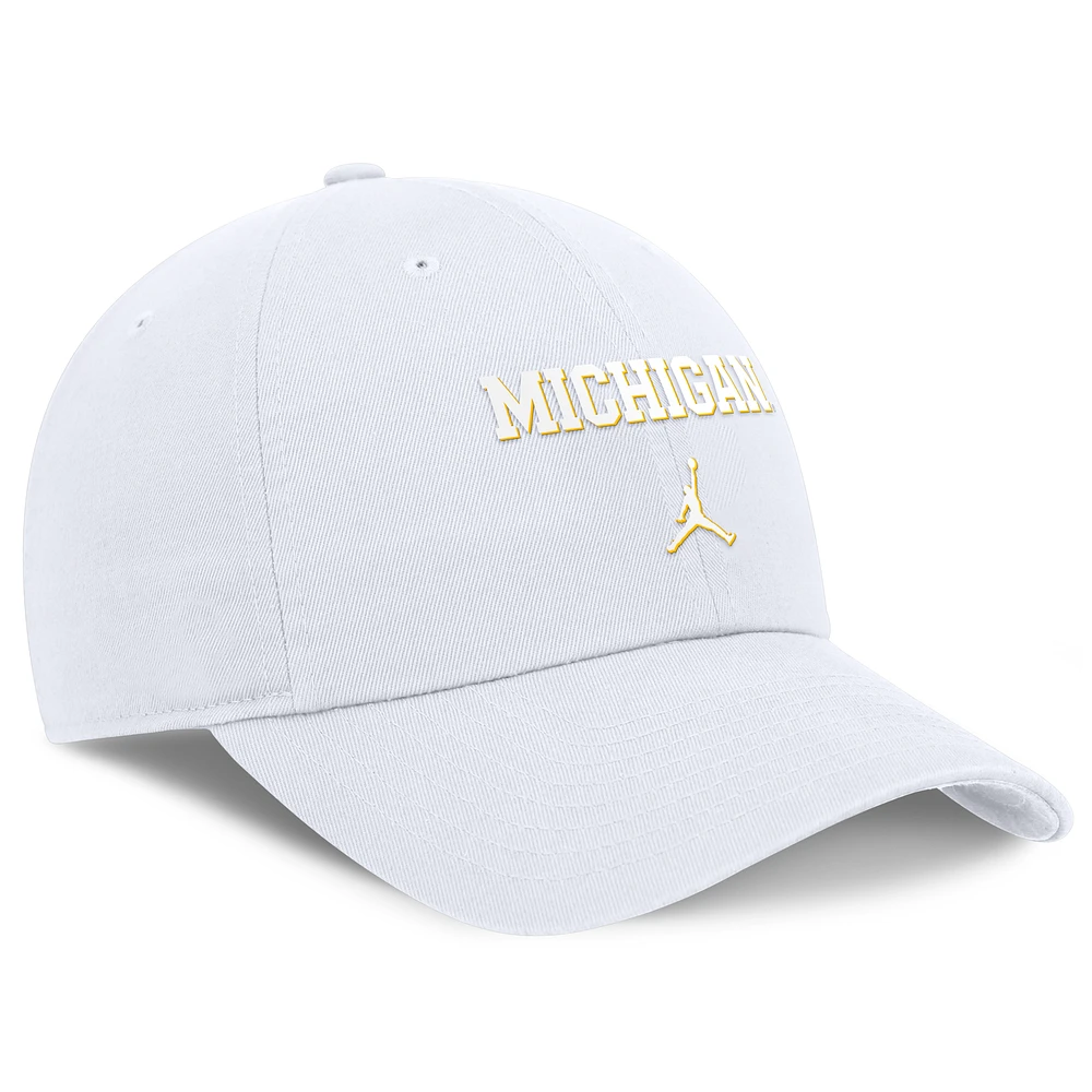 Men's Jordan Brand  White Michigan Wolverines Club Swoosh Performance Adjustable Hat