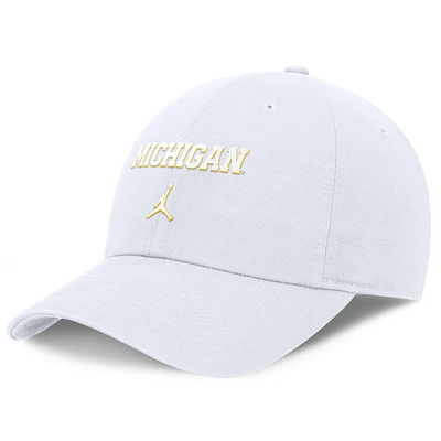 Men's Jordan Brand  White Michigan Wolverines Club Swoosh Performance Adjustable Hat