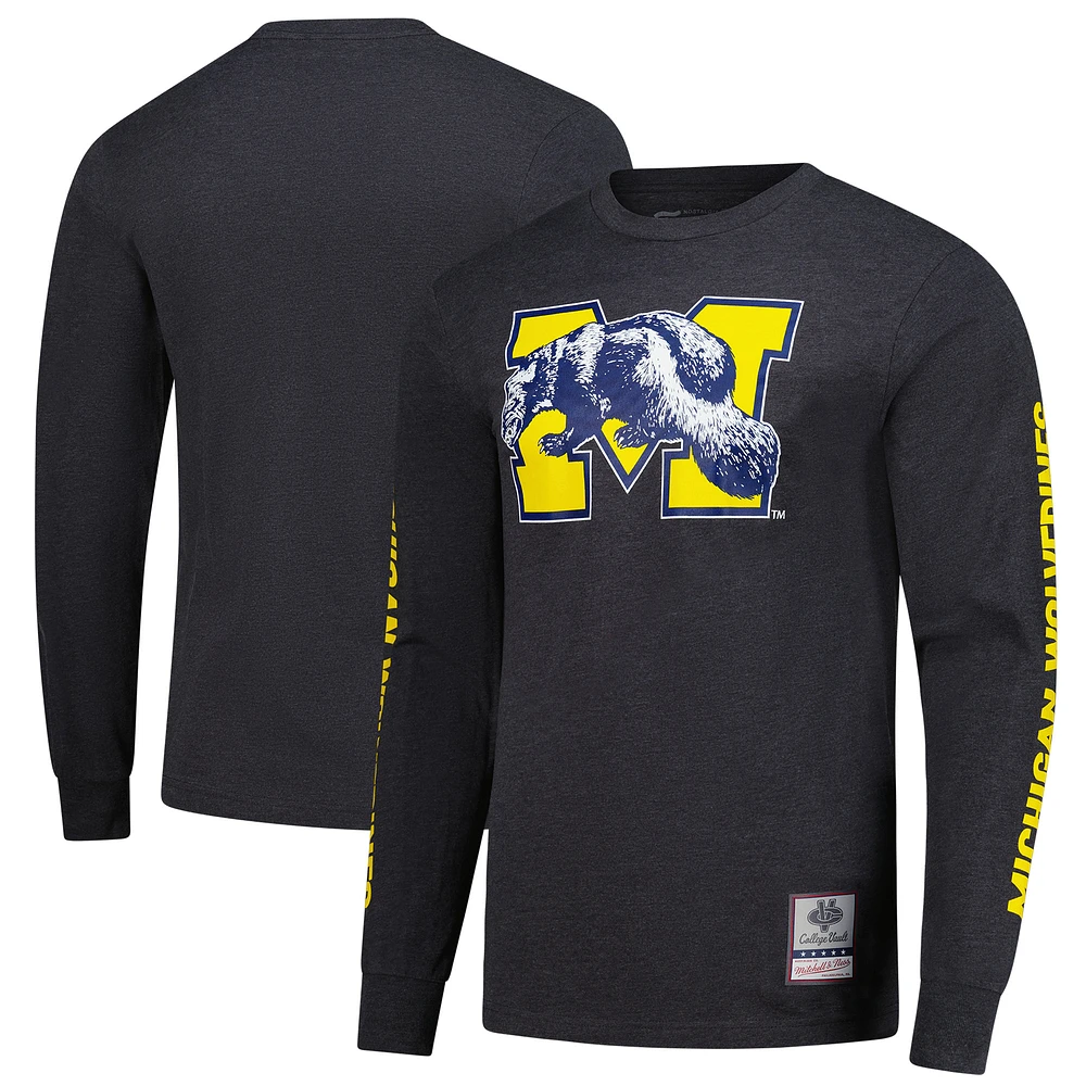 T-shirt à manches longues Michigan Wolverines Team Pride pour homme Mitchell & Ness anthracite