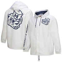 Men's Mitchell & Ness  White Michigan Wolverines Coaches Full-Snap Hoodie Jacket