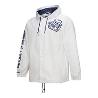 Men's Mitchell & Ness  White Michigan Wolverines Coaches Full-Snap Hoodie Jacket