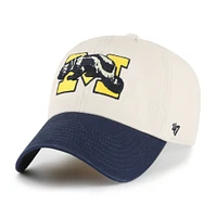 Men's '47 Cream Michigan Wolverines Grand Stand Clean Up Adjustable Hat