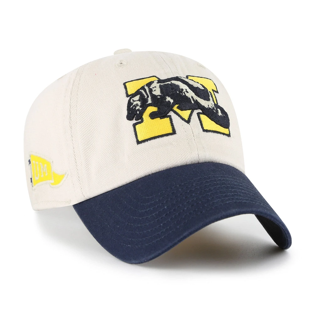 Men's '47 Cream Michigan Wolverines Grand Stand Clean Up Adjustable Hat