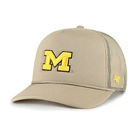 Men's '47 Khaki Michigan Wolverines Foam Front Mesh Trucker Snapback Hat