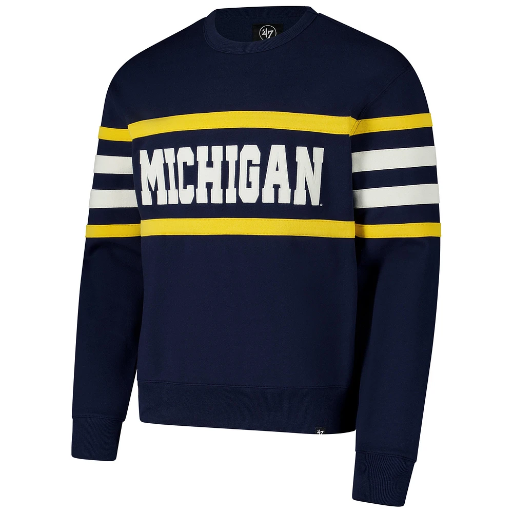 Men's '47 Navy Michigan Wolverines Coaches Collection Pullover Sweatshirt