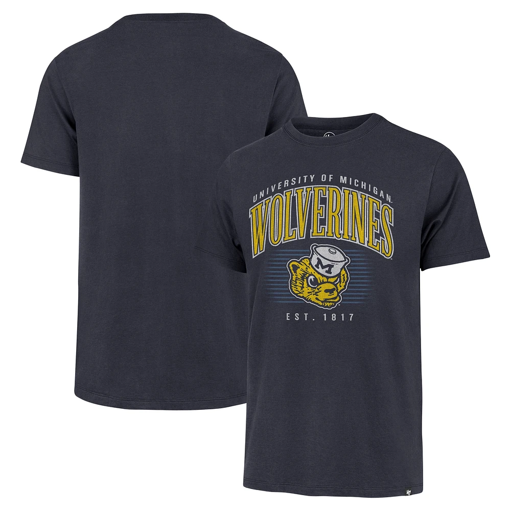 Men's '47 Navy Michigan Wolverines Double Header Franklin T-Shirt