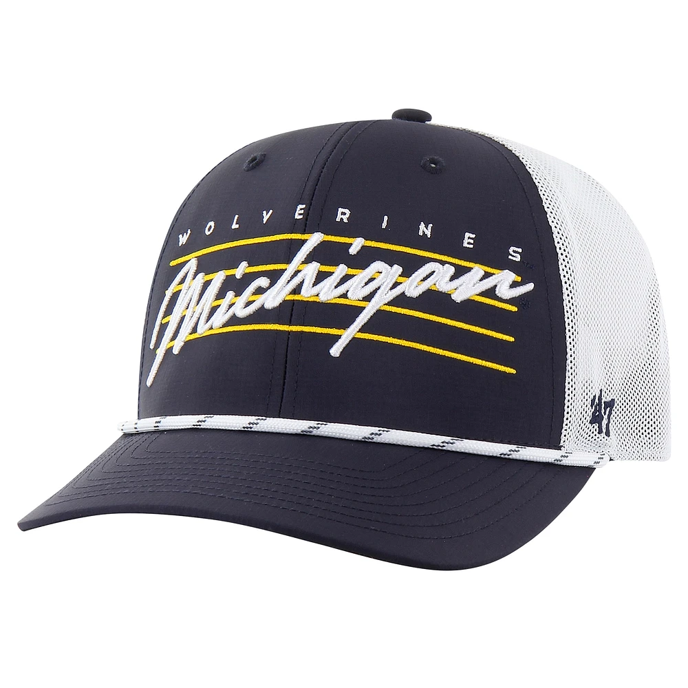 Men's '47 Navy Michigan Wolverines Downburst Trucker Adjustable Hat