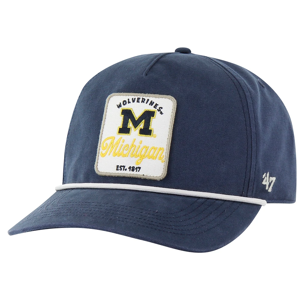 Casquette ajustable Pitstop Hitch Rope pour homme, bleu marine, 1947, Michigan Wolverines