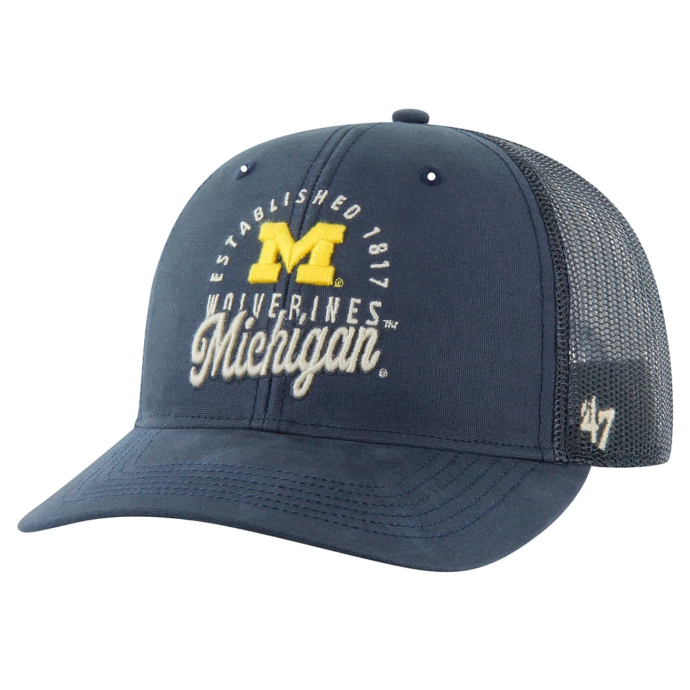 Casquette ajustable Pitstop Trucker bleu marine '47 Michigan Wolverines pour homme