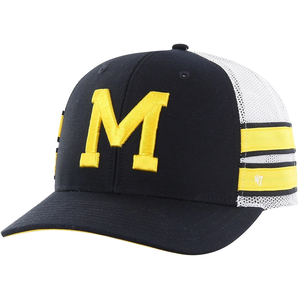 Men's '47 Navy Michigan Wolverines Straight Eight Adjustable Trucker Hat