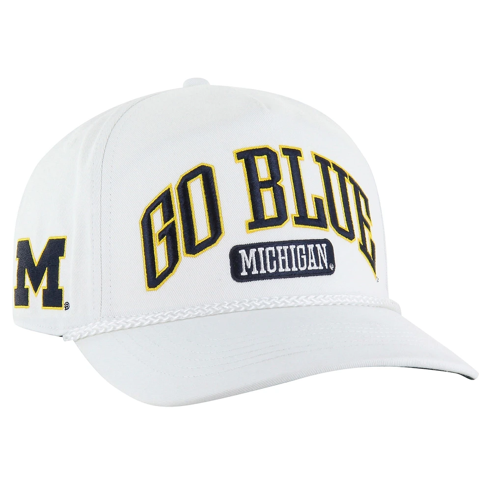 Men's '47  White Michigan Wolverines Local Arch Hitch Snapback Hat