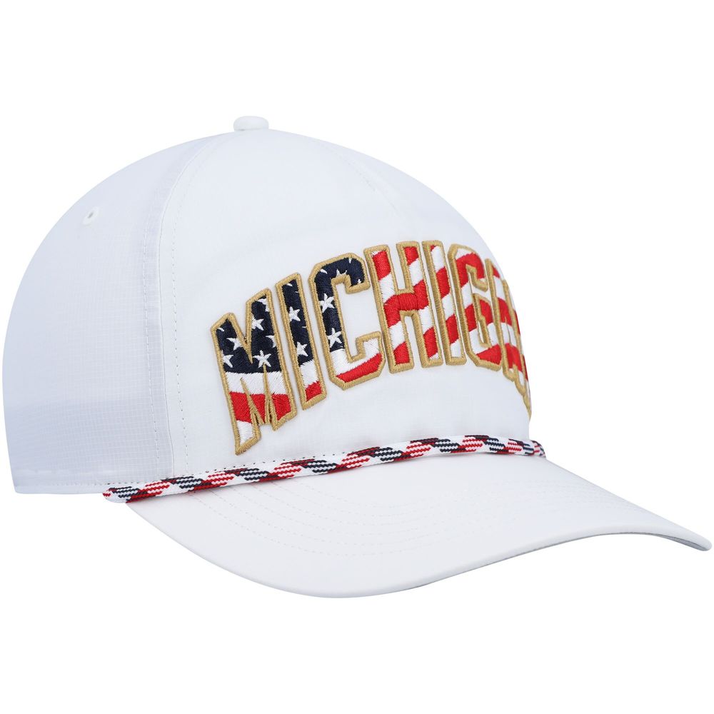 Men's '47 White Michigan Wolverines Stars and Stripes Flag Flutter Hitch Snapback Hat