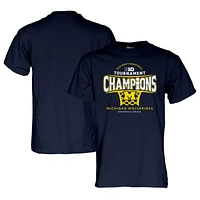 T-shirt bleu marine 84 Michigan Wolverines 2025, champions du tournoi de basketball masculin Big Ten, vestiaire