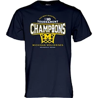 T-shirt bleu marine 84 Michigan Wolverines 2025, champions du tournoi de basketball masculin Big Ten, vestiaire