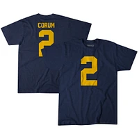 T-shirt BreakingT Blake Corum Navy Michigan Wolverines NIL pour hommes avec nom et numéro de joueur