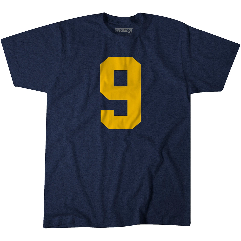 BreakingT J.J. pour hommes McCarthy Navy Michigan Wolverines NIL Nom et numéro du joueur T-Shirt