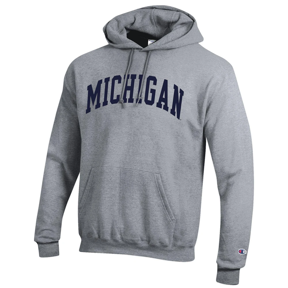 Sweat à capuche en polaire Basic Arch Champion gris chiné pour homme des Michigan Wolverines