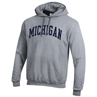 Sweat à capuche en polaire Basic Arch Champion gris chiné pour homme des Michigan Wolverines