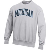 Men's Champion Heathered Gray Michigan Wolverines Arch Reverse Weave Pullover Sweatshirt