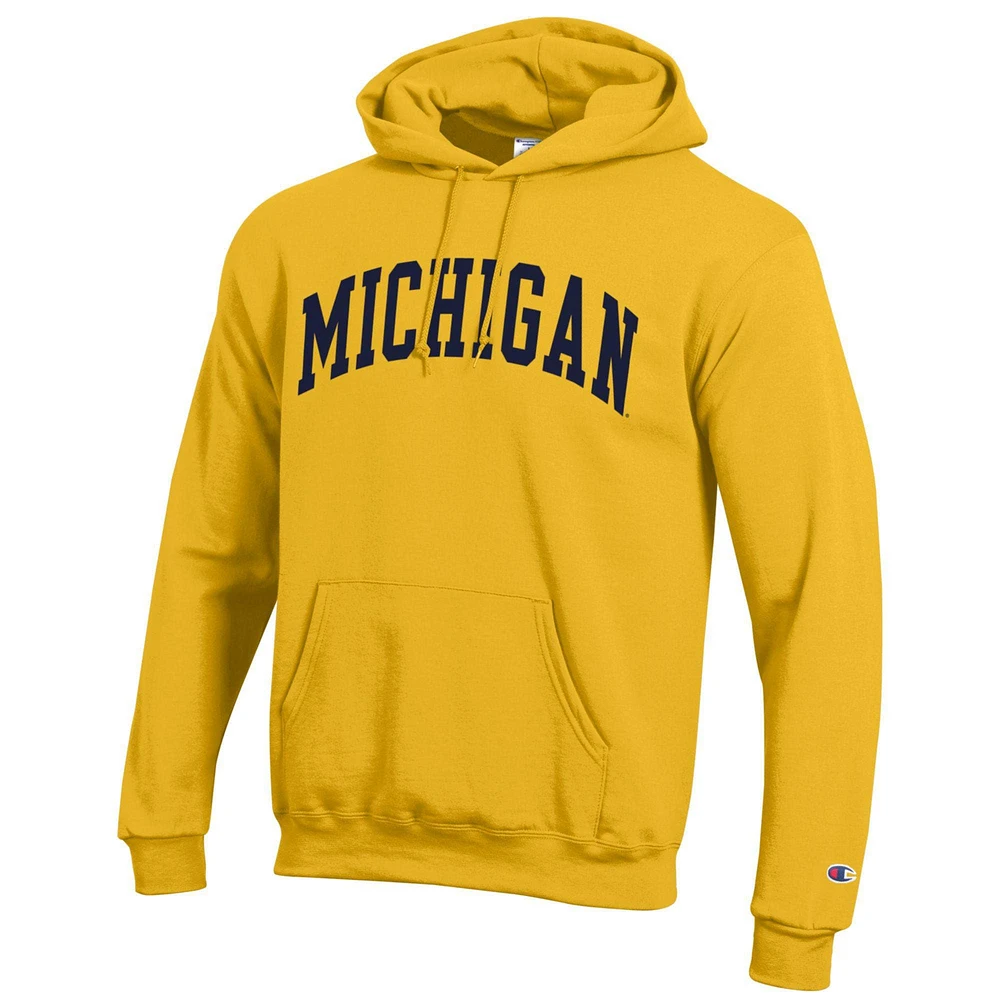 Men's Champion  Maize Michigan Wolverines Basic Arch Fleece Pullover Hoodie