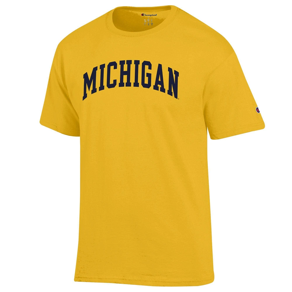 T-shirt basique Arch pour homme Champion Maize Michigan Wolverines