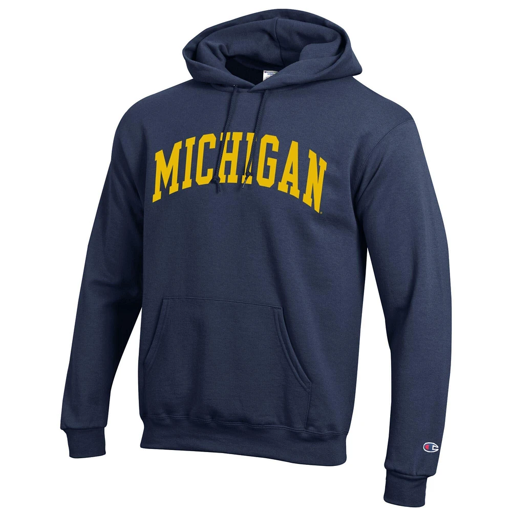 Men's Champion  Navy Michigan Wolverines Basic Arch Fleece Pullover Hoodie