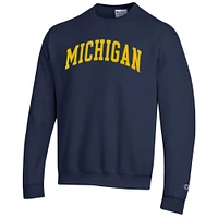 Men's Champion  Navy Michigan Wolverines Basic Arch Fleece Pullover Sweatshirt