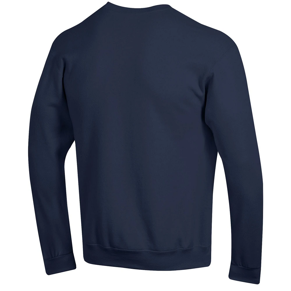 Men's Champion  Navy Michigan Wolverines Basic Arch Fleece Pullover Sweatshirt