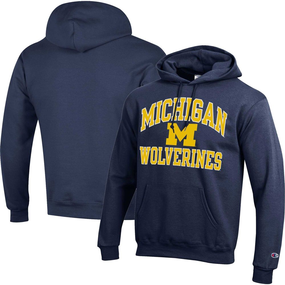 Men's Champion Navy Michigan Wolverines High Motor Pullover Hoodie