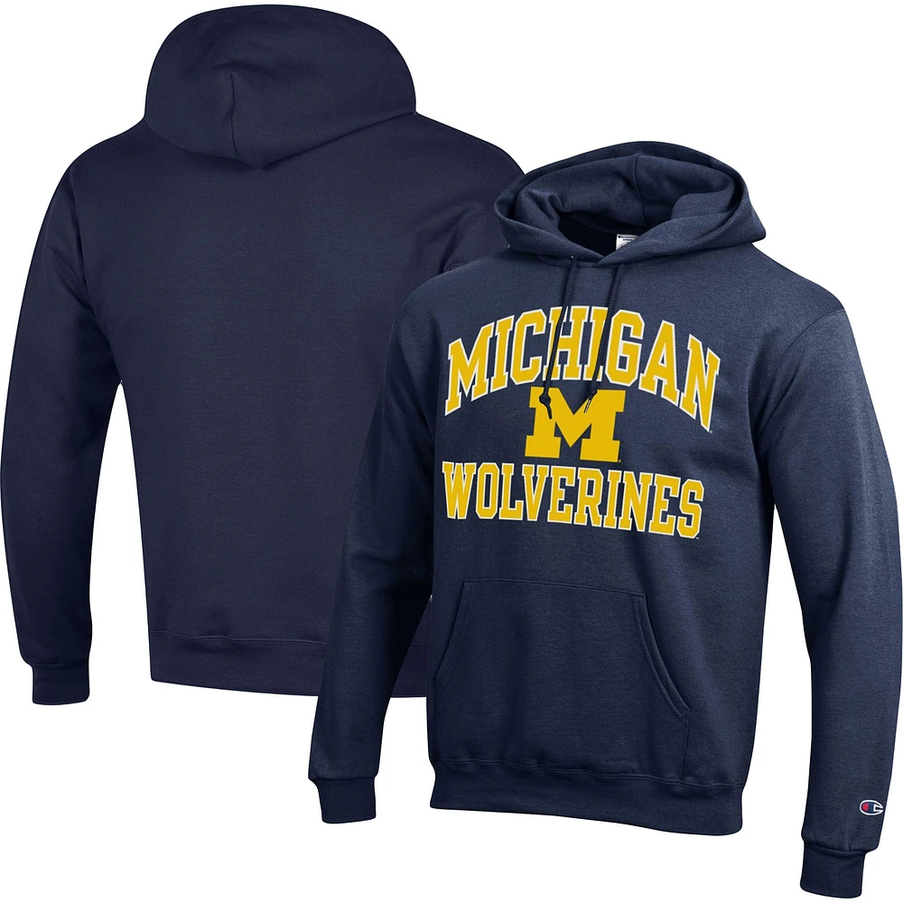 Chandail à capuchon enfiler moteur élevé Michigan Wolverines Champion pour homme, bleu marine