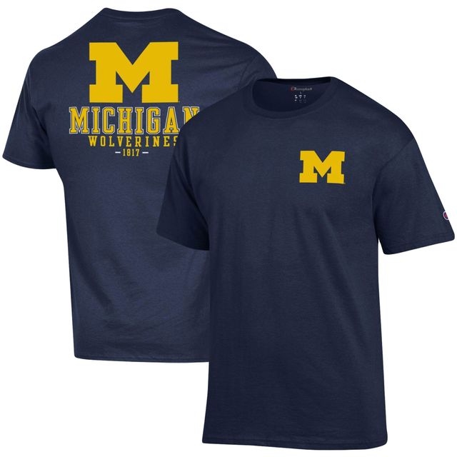 T-shirt Champion Michigan Wolverines Stack 2-Hit pour hommes, bleu marine