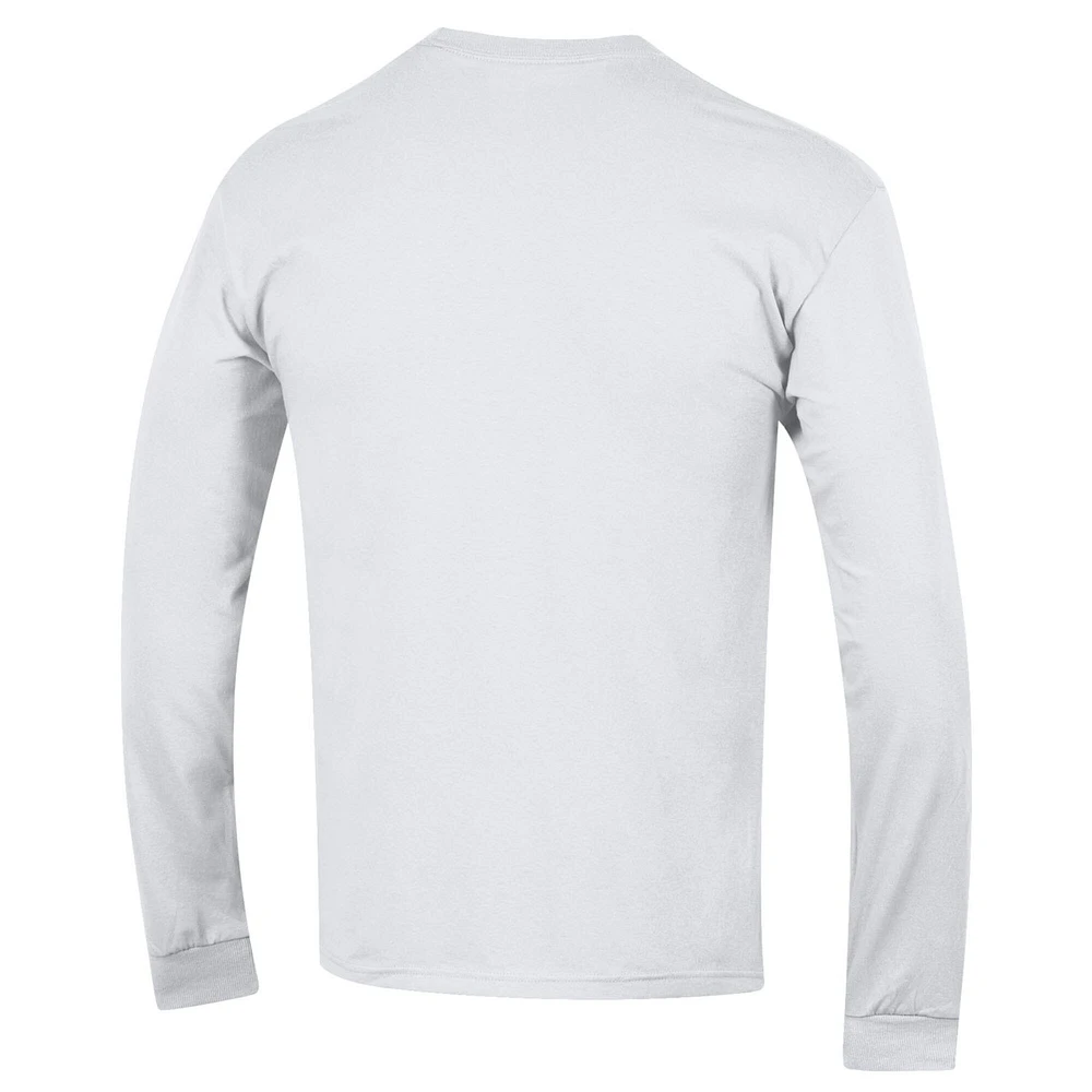Men's Champion  White Michigan Wolverines Basic Arch Long Sleeve T-Shirt
