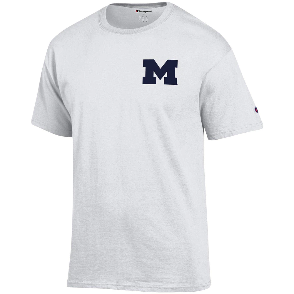 Men's Champion White Michigan Wolverines Stack 2-Hit T-Shirt