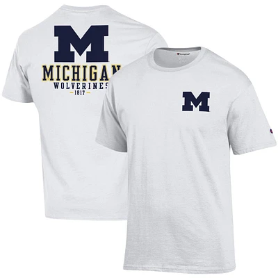 T-shirt Champion blanc Michigan Wolverines Stack 2-Hit pour hommes