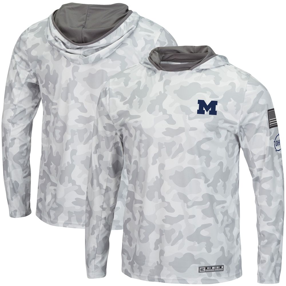 Men's Colosseum Arctic Camo Michigan Wolverines OHT Military Appreciation Long Sleeve Hoodie Top