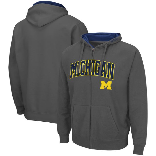 Sweat à capuche entièrement zippé Colosseum Michigan Wolverines Arch & Logo 3.0 pour homme