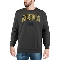 Men's Colosseum Charcoal Michigan Wolverines Arch & Logo Crew Neck Sweatshirt