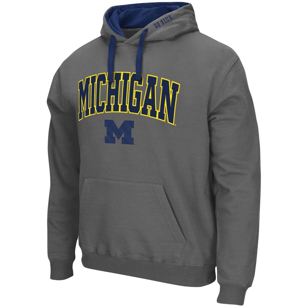 Men's Colosseum Charcoal Michigan Wolverines Big & Tall Arch Logo 2.0 Pullover Hoodie