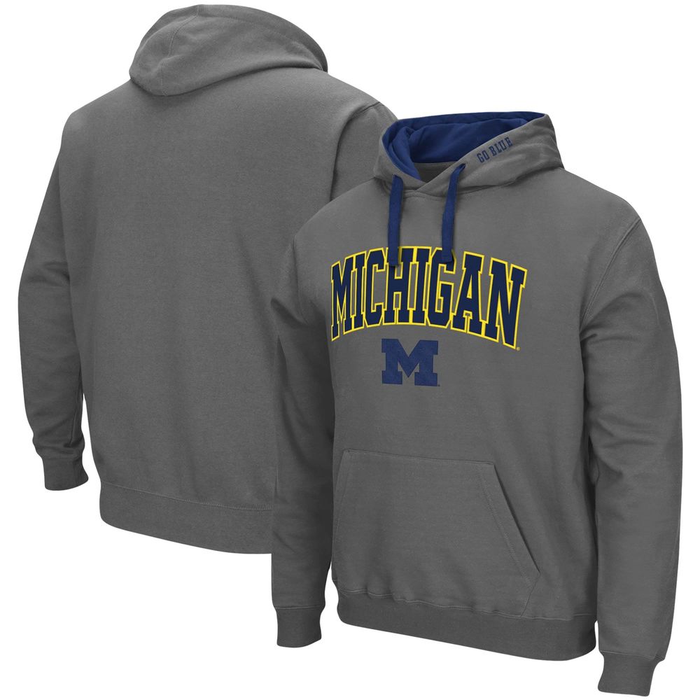 Men's Colosseum Charcoal Michigan Wolverines Big & Tall Arch Logo 2.0 Pullover Hoodie