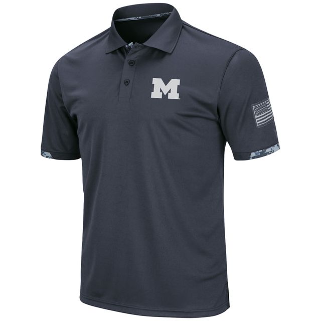 Polo camouflage numérique Colosseum Charcoal pour hommes Michigan Wolverines Big & Tall OHT Military Appréciation