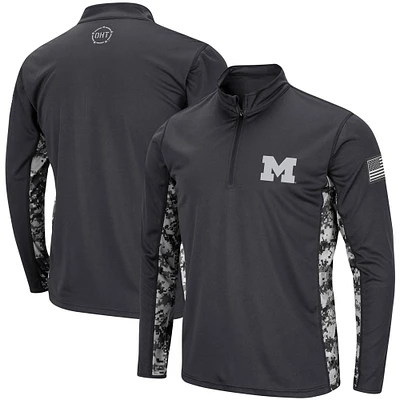 Pull léger à quart de zip Colosseum Charcoal pour hommes Michigan Wolverines OHT Military Appreciation Digital Camo