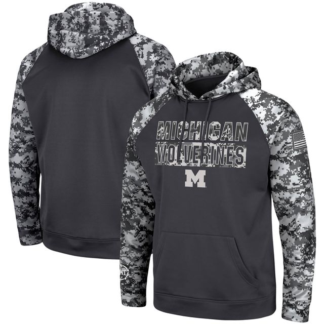 Sweat à capuche camouflage numérique Colosseum Charcoal Michigan Wolverines OHT pour hommes