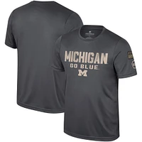 T-shirt d'appréciation militaire Colosseum Charcoal Michigan Wolverines OHT pour hommes