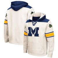 Men's Colosseum Cream Michigan Wolverines 2.0 Lace-Up Pullover Hoodie