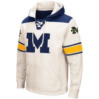 Men's Colosseum Cream Michigan Wolverines 2.0 Lace-Up Pullover Hoodie