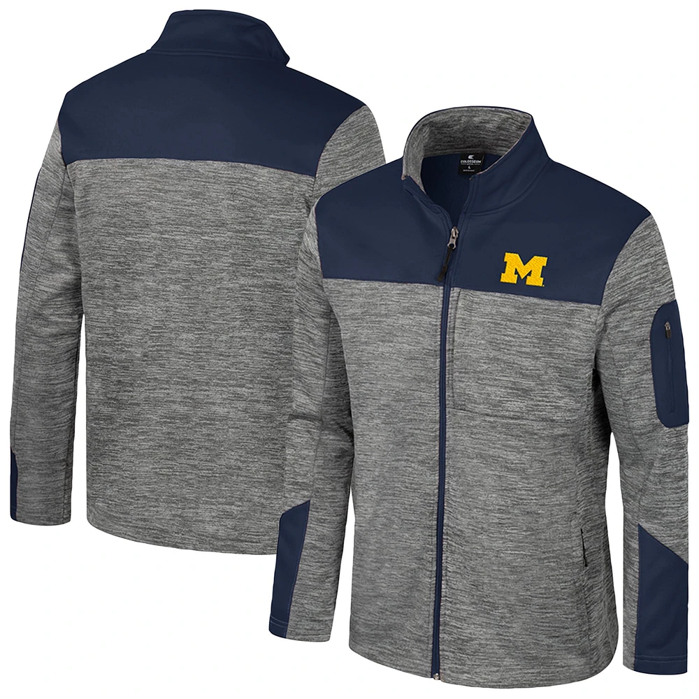 Veste zippée complète pour homme Michigan Wolverines Guard gris/bleu marine Colosseum