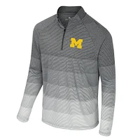 Men's Colosseum  Gray Michigan Wolverines AI Striped Mesh Quarter-Zip Raglan Windshirt